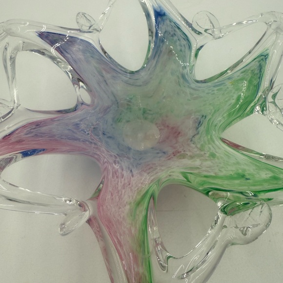 Multicolor Murano Art Glass Starfish Bowl Vintage Unique Hand Blown Glass Italy - Picture 3 of 6